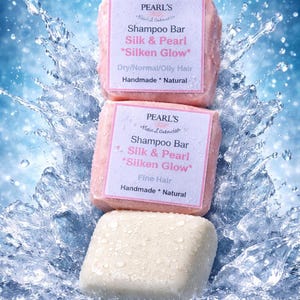 SILK & PEARL SHAMPOO Bar, Solid Shampoo Bar, Natural Hair Care, Plastic-Free, Sls-Free 85g