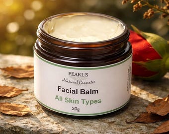 Organic Face Balm: Shea Butter, Kalahari Melon Seed Oil, Anti-Aging (50g Amber Glass Jar)