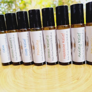 Organiczny olejek eteryczny do aromaterapii w roll-onie: dobre samopoczucie, stres, sen (10 ml)