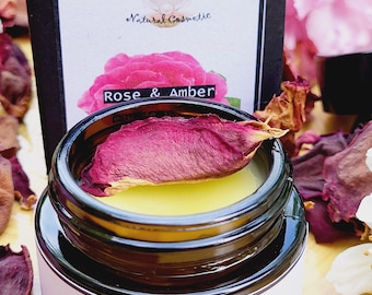 Rose & Amber solide parfum, volledig natuurlijk, absoluut, essentiële oliën, veganistisch, alcoholvrij, kunstmatige geurvrij