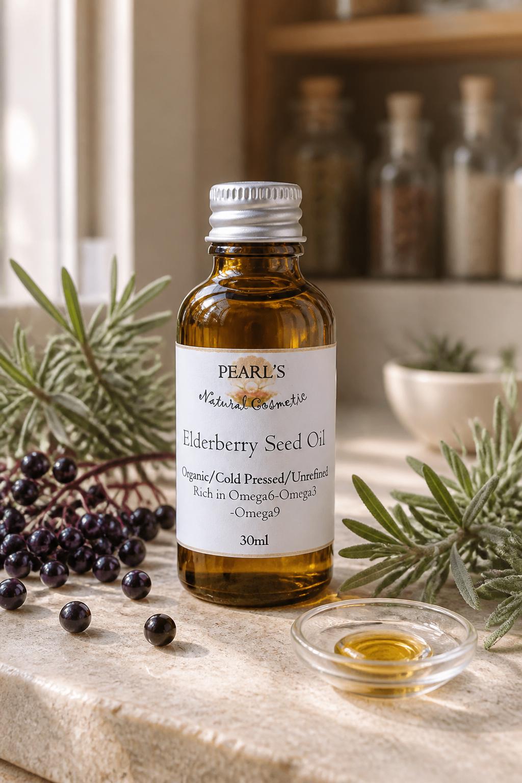 ELDERBERRY SEED OIL, Organic, Vegan, Unrefined, Cold Pressed 30ml