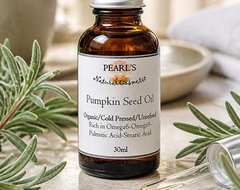 PUMPKIN SEED OIL, Organic, Vegan, Unrefined, Cold Pressed 30ml