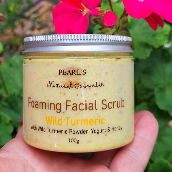 WILD TURMERIC FOAMING Facial Scrub, pH Balanced Facial Wash, Vegetarian Facial Scrub, Whipped Soap,Face Detox, Gentle Facial Scrub, 120g