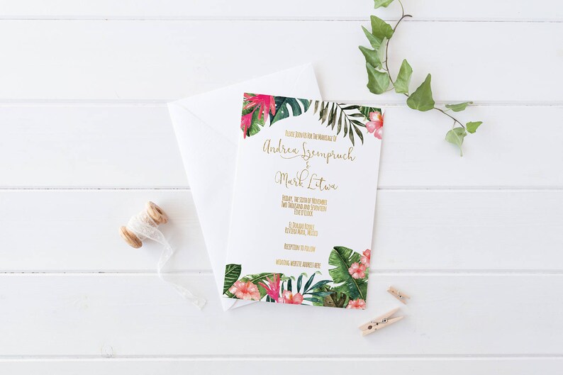 Destination Wedding Invitation Tropical Wedding Invitations Etsy