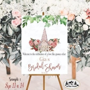 Printable Gnome Bridal Shower Welcome Sign, Print Ready, Wedding Shower Sign, Digital Download