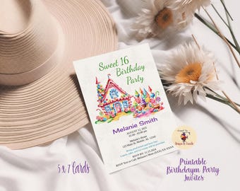 Sweet 16 Birthday Party Invite, Editable Sweet 16 Birthday Invite, Editable Invitation Template, 16th Birthday Party Invite, Printable