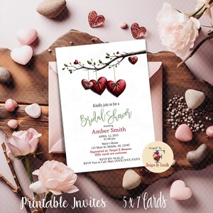 Valentine Bridal Shower Invitation, Bridal Shower Invitation, Hearts Bridal Shower Invitation, Editable Bridal Shower Invitation