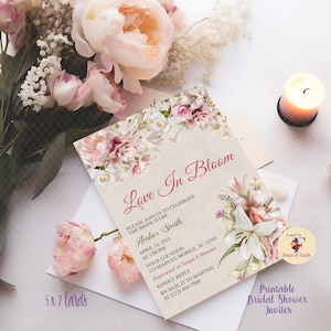 Love In Bloom Bridal Shower Invite, Spring Bridal Shower Invite, Floral Bridal Shower, Printable Invitation