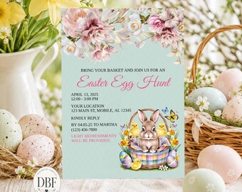 Easter Egg Hunt Invite, Easter Bunny Invite, Easter Egg Invite, Easter Party Invite, Editable Template, Printable Egg Hunt