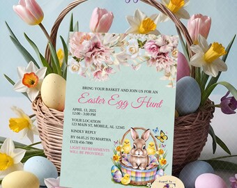 Easter Egg Hunt Invite, Easter Bunny Invite, Easter Egg Invite, Easter Party Invite, Editable Template, Printable Egg Hunt
