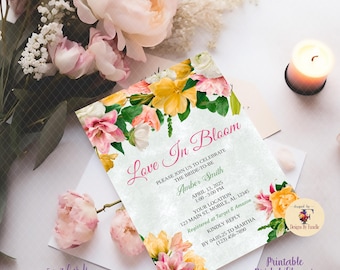 Love In Bloom Bridal Shower Invite, Spring Bridal Shower Invite, Floral Bridal Shower, Printable Invitation