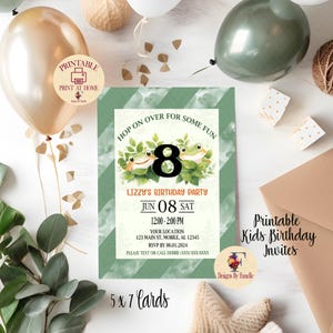 Printable Frogs 8th Birthday Party Invite, Printable Birthday Party Invitation, Kids Birthday Invite, Frog Party Invitation