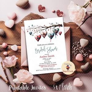Valentine Bridal Shower Invitation, Bridal Shower Invitation, Hearts Bridal Shower Invitation, Editable Bridal Shower Invitation