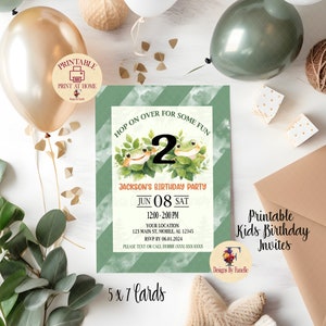 Printable Frogs 2nd Birthday Party Invite, Printable Birthday Party Invitation, Kids Birthday Invite, Frog Party Invitation