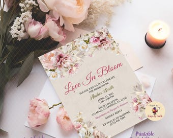 Love In Bloom Bridal Shower Invite, Spring Bridal Shower Invite, Floral Bridal Shower, Printable Invitation
