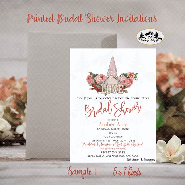 Printable Gnome Bridal Shower, Print Ready, Bridal Shower Invitation, Wedding Shower Invitation, Digital Download