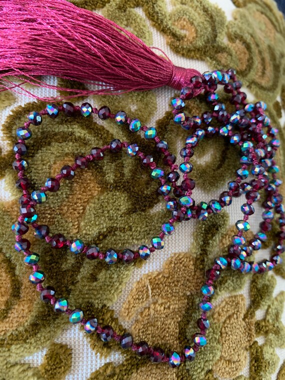 Tassel Necklace, Crystal Necklace, Handmade, Jewe… - image 1
