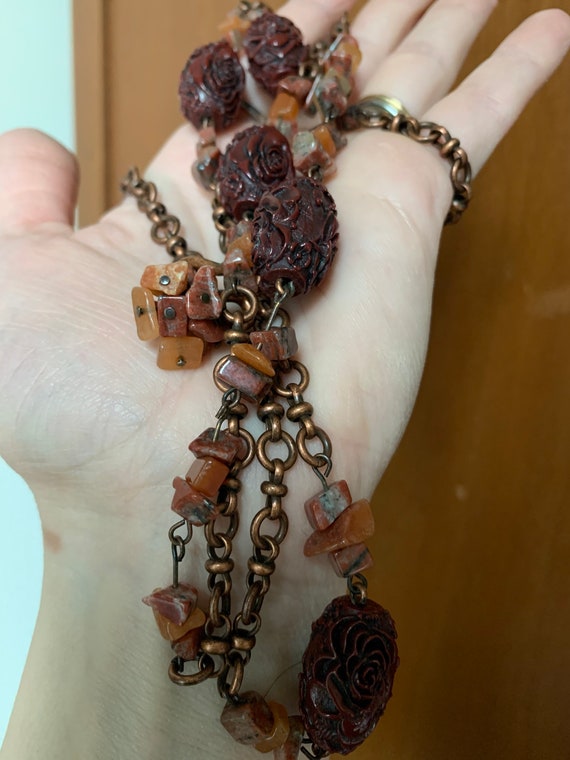 Copper Necklace, Vintage Copper, long Necklace, Ra