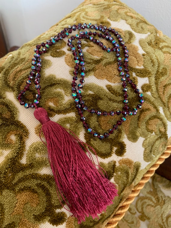 Tassel Necklace, Crystal Necklace, Handmade, Jewe… - image 2