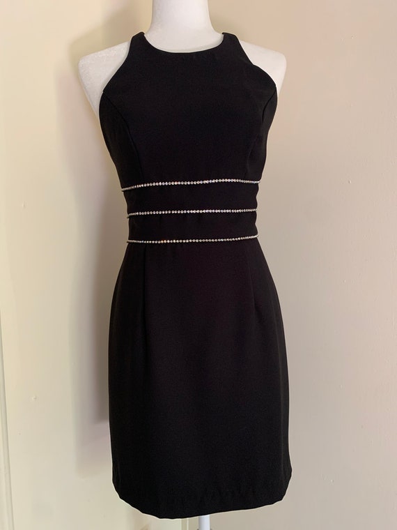 Black dress, rhinestones, dress, cocktail dress, l