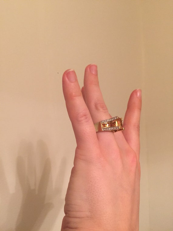 Gold Ring, 14k Yellow Gold Ring, Cushion Cut, Cit… - image 5