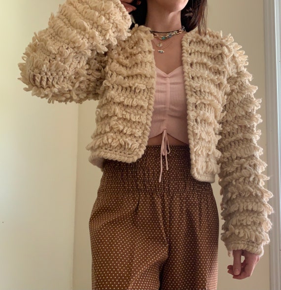 Hand Knit Sweater, Vintage Jacket, Bell sleeved, K