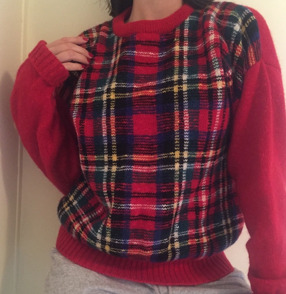 Plaid Sweater, Vintage Sweater, Rare, On Sale, Pla
