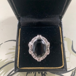 Black Onyx Ring, Marcasite, Sterling Silver, Sterling Silver Ring, Old