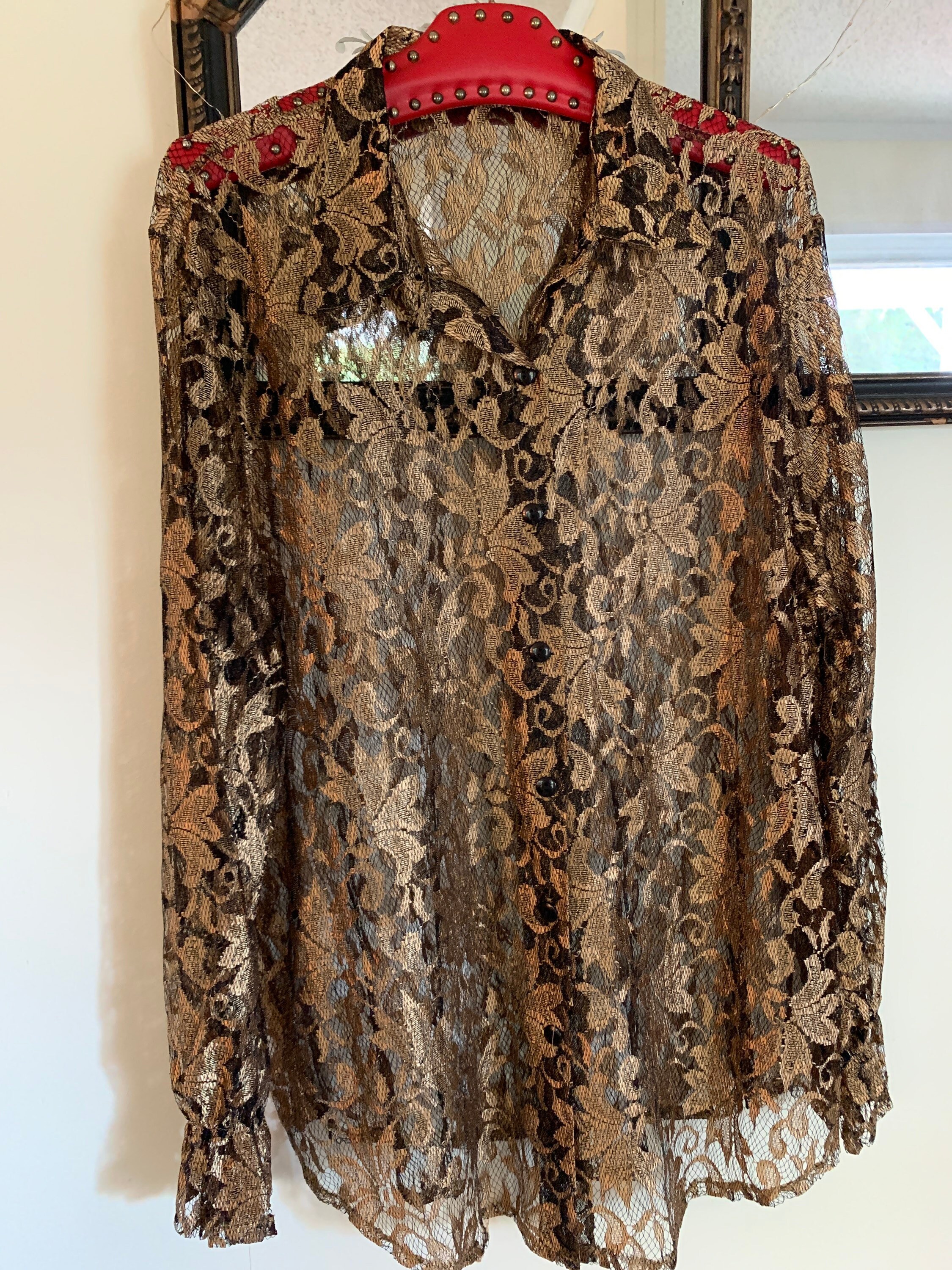 Gold Lace Top Black and Gold Clothing Blouse Dressy Etsy