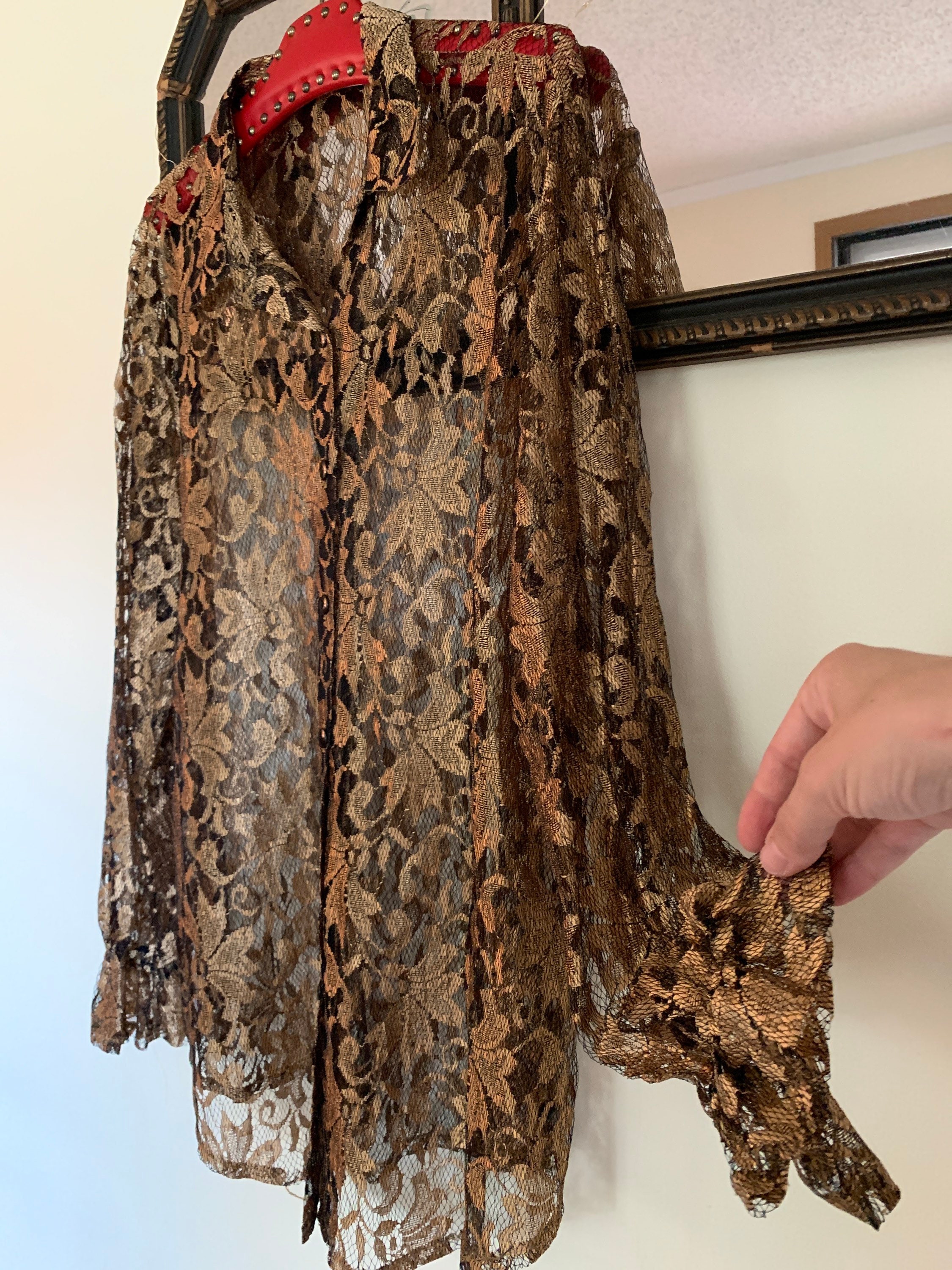 Gold Lace Top Black and Gold Clothing Blouse Dressy Etsy