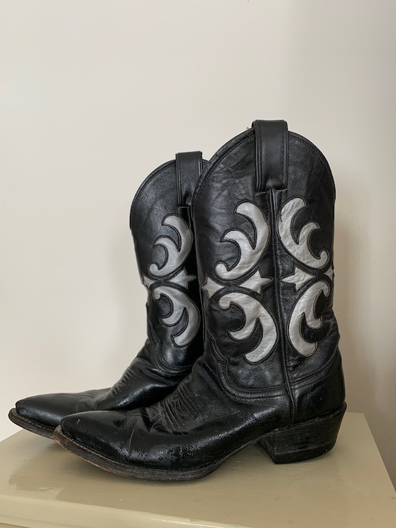 Cowgirl Boots, Black and Silver Cowgirl Boots, 5 1