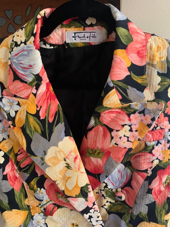 Floral Print Blazer, Cotton Clothing, Made in Par… - image 4