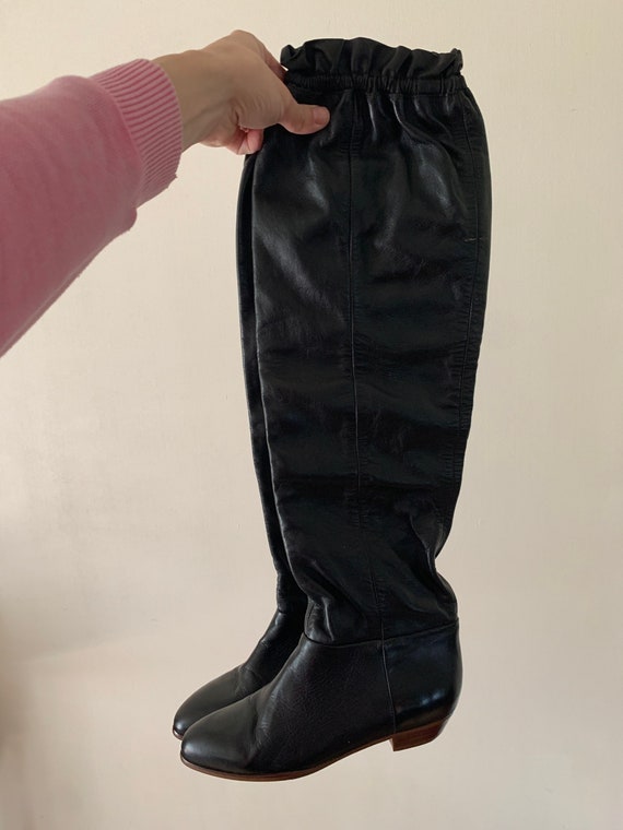 Tall Boots, Black Leather Boots, Vintage Shoes