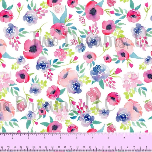 Pastel Watercolor Floral Jersey Knit Cotton Spandex Knit Light Etsy