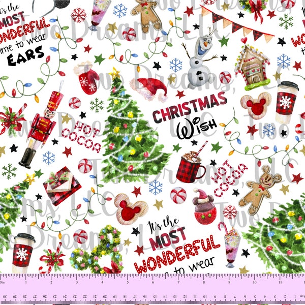 Most Wonderful Time To Wear Ohren Weihnachten Wunsch Jersey STRICK Stoff Baumwolle Elastdex Maus Ohren Pfefferminz Kakao Strick CPSIA zertifiziert
