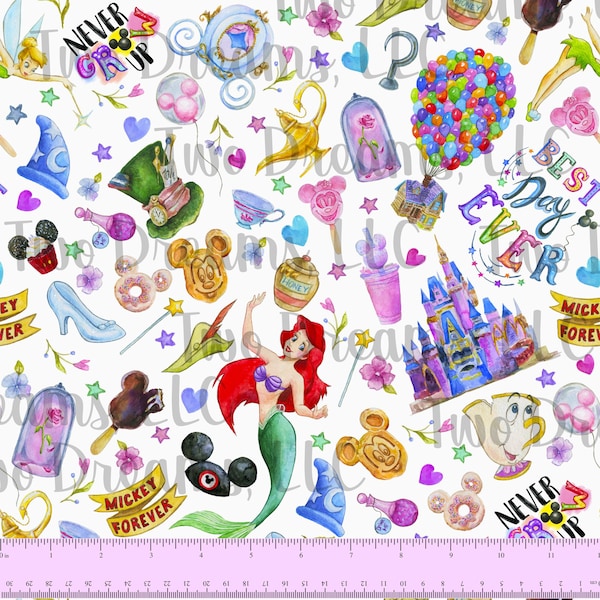 KNIT Girl Disney Fabric Jersey Knit Cotton Spandex Cotton Knit CPSIA Certified Print Knit Mermaid Mickey Mouse Fabric Cinderella Story