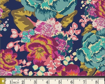 Acqua Di Rose Boho in KNIT AGF Blau Herbst Blumen Baumwolle Spandex Jersey Strick Art Gallery Apparel Fabric Autumn Vibes