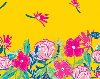 Sunny Days Ahead Double Border Panel AGF 100% Premium Cotton Quilting Fabric Tropical Floral Fabric Art Gallery Fabrics Hello Sunshine