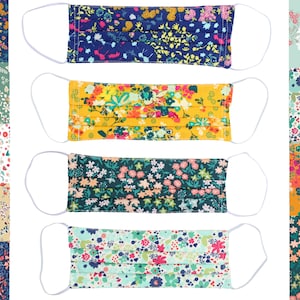 Washable Face Mask Handmade Reusable Face Mask Floral 100% Cotton Two Layer Adult Mask Elastic Ears Loops Slow the Spread Flatten the Curve