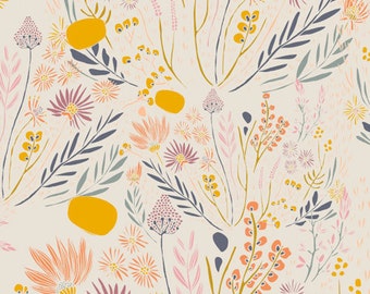 AGF KNIT Floral Fabric Cotton Fabric Jersey Knit Wispy Floral Fabric Art GalleryWispy Daybreak Aura Fabric Art Gallery Fabric Stretch Fabric
