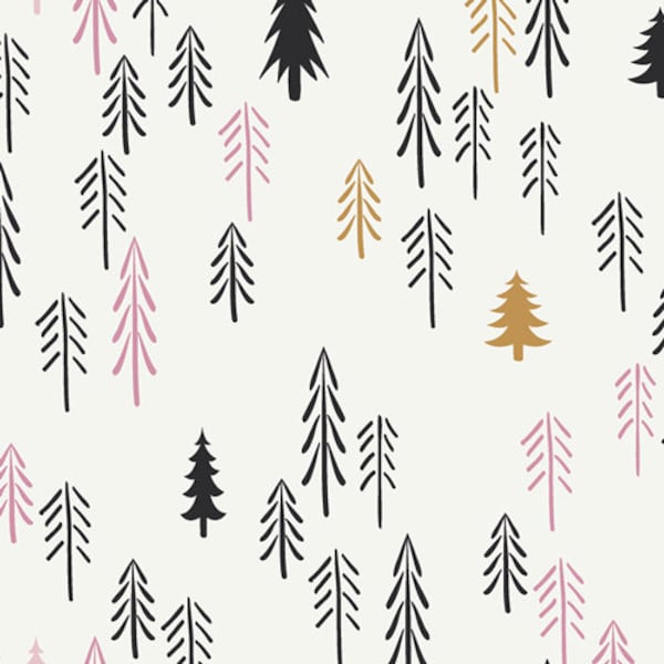 Loblolly Wood in Knit AGF KNIT Cotton Spandex Fabric Jersey Art Gallery Pine Pine Trees Girl Knit Fabric AGF Wilderness Knit Fabric Outdoor