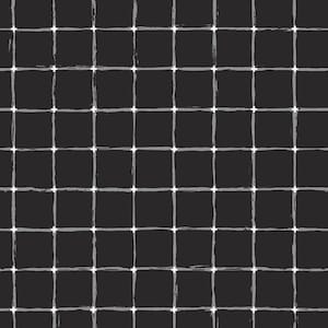 May include: A black and white grid pattern with white lines on a black background.