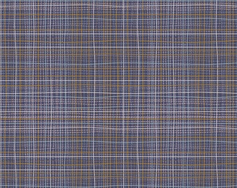 Crosshatch Chromite AGF KNIT Navy Gold Plaid Cotton Spandex Art Gallery Fabric Jersey Boy Knit Fabric Boy Plaid Knit Fabric Cotton