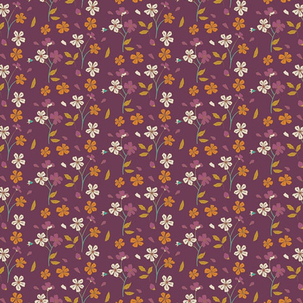 Cozy Ditzy Plum AGF PREMIUM COTTON Plum Fall Floral Art Gallery Fabrics 100% Premium Cotton Quilting Fabric Mask Fabric Jewel Autumn Vibes