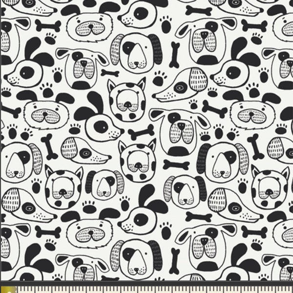 Woofin Around AGF KNIT Cotton Spandex Fabric Jersey Knit Art Gallery Puppies Dog Animal Faces Boy Knit Fabric AGF Apparel Fabric