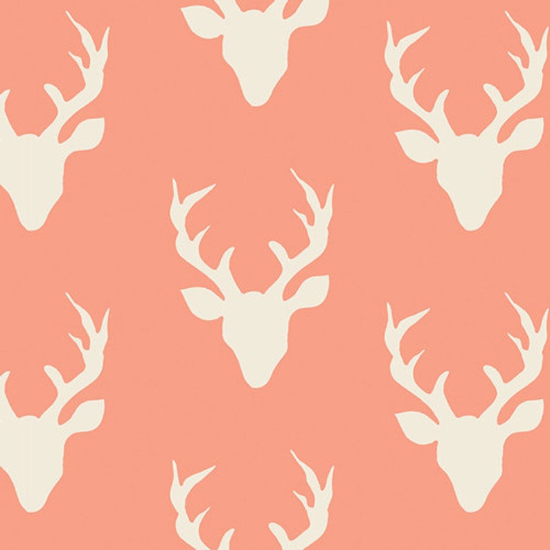 AGF KNIT Buck Forest Coral Peach Fabric Cotton Fabric ...