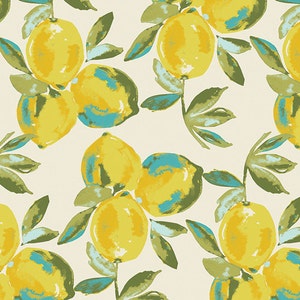 AGF KNIT Lemon Cotton Fabric Jersey Knit Art Gallery Fabrics Yellow Lemons Mist Fabric Stretch Fabric Yuma Lemons Mist Knit Fabric AGF