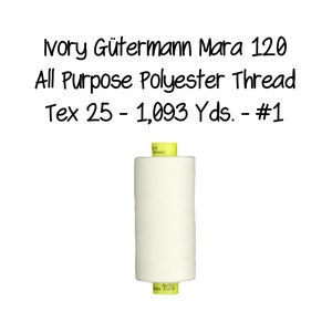 Elfenbeinfarben Gütermann Mara 120 Allzweck-Polyesterfaden - Tex 25 - 1.093 Yds. - # 000 Ivory Allzweck-Nähgarn-Maskenherstellungsfaden