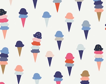 Yo grito, tú gritas Distrito en KNIT Tejido de cono de helado AGF Tejido de algodón Tejido de jersey Tejido de galería de arte Tejido elástico Azul marino Rosa