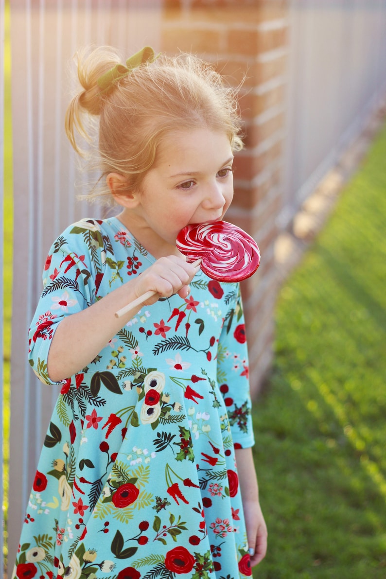 Christmas Jersey Knit Vintage Aqua Blue Floral Christmas Etsy